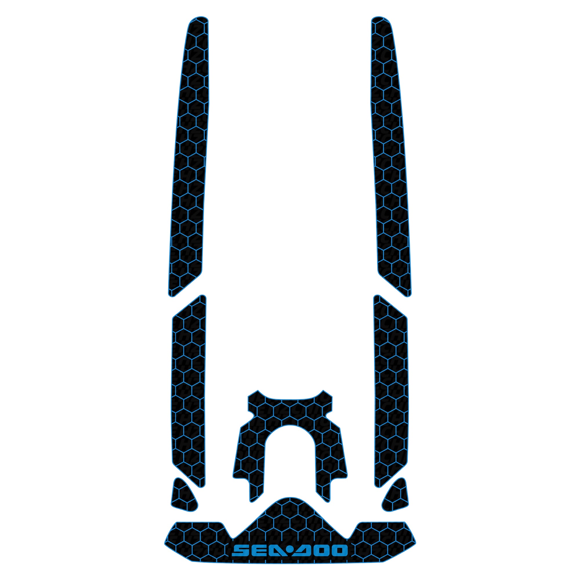 2019-2026 Sea-Doo GTI SE 130 170 Customize Jet Ski Mats Non-Slip Motorboat Traction Mat Hzchione Black Blue Hexagon Yes