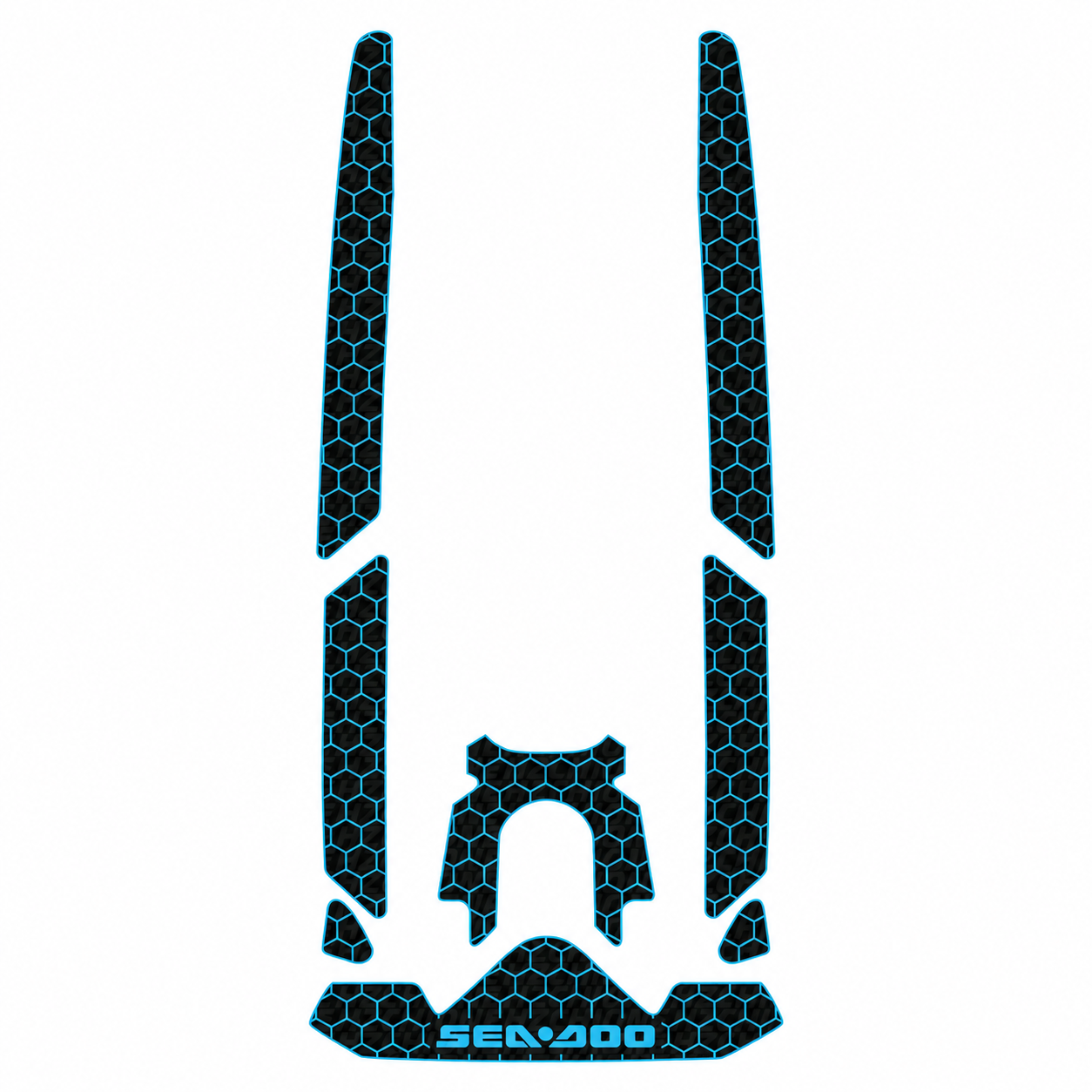 2019-2026 Sea-Doo GTI SE 130 170 Customize Jet Ski Mats Non-Slip Motorboat Traction Mat Hzchione Black Sky Blue Hexagon Yes
