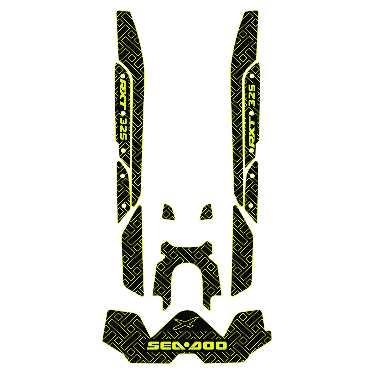 2019-2026 Sea Doo RXT-X 300 325 Customize Jet Ski Mats Non-Slip Motorboat Traction Mat Hzchione Black Neon Yellow Rectangle