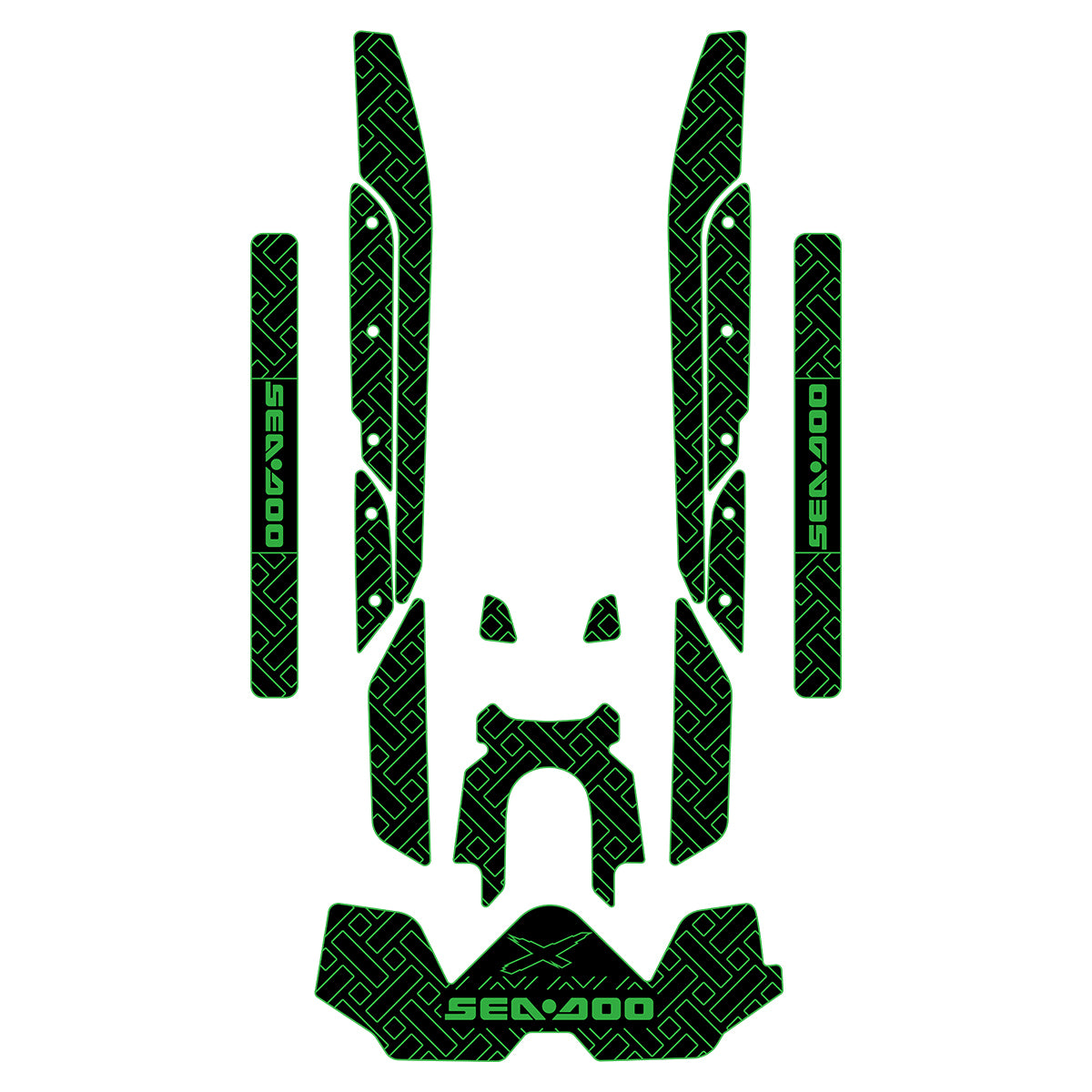 2019-2024 Sea Doo RXT-X 300 325 Customize Jet Ski Mats Non-Slip Motorboat Traction Mat Hzchione Black Green Set-Rectangle