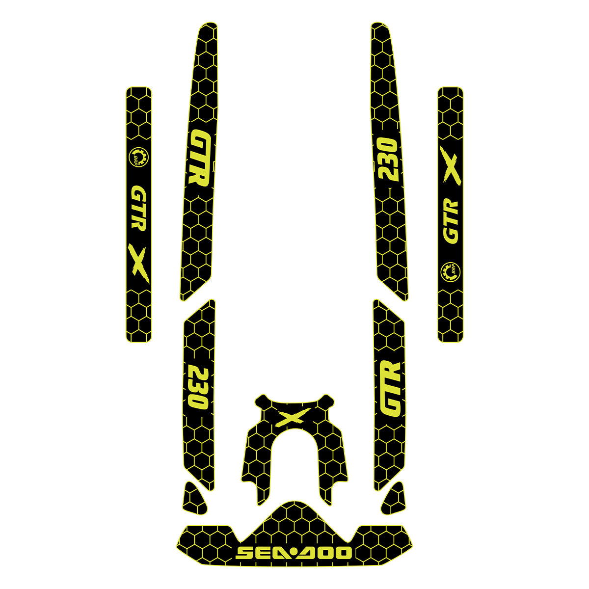 2020-2025 Sea Doo GTR 230 Customize Jet Ski Mats Non-Slip Motorboat Traction Mat Hzchione Black Neon Yellow