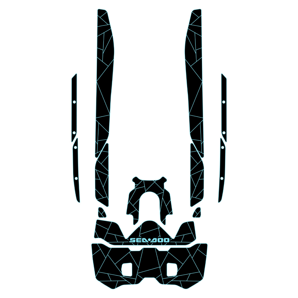 2025 Sea Doo Fish Pro Sport Customize Jet Ski Mats Foam Boat Decking Kits Hzchione Black Cyan-Irregular Line