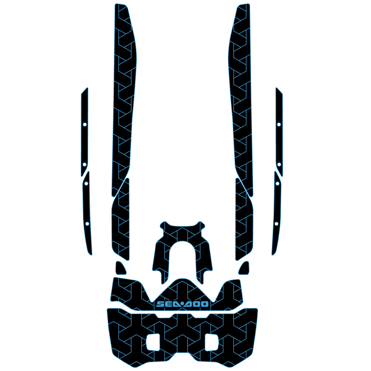 2022-2024 Sea Doo Fish Pro Sport Customize Jet Ski Mats Non-Slip Motorboat Traction Mat Hzchione Black Bue-Herringbone