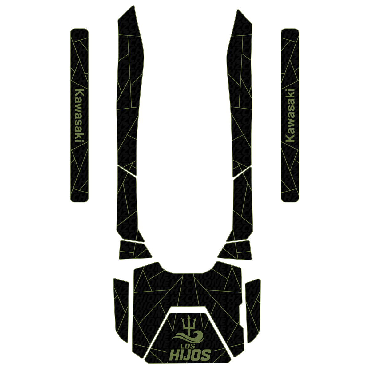 2022-2025 KAWASAKI ULTRA 160LX/310LX/310LX-S Jet Ski Boat Flooring EVA Foam Decking Traction Mat Hzchione Black Olive Green-Set