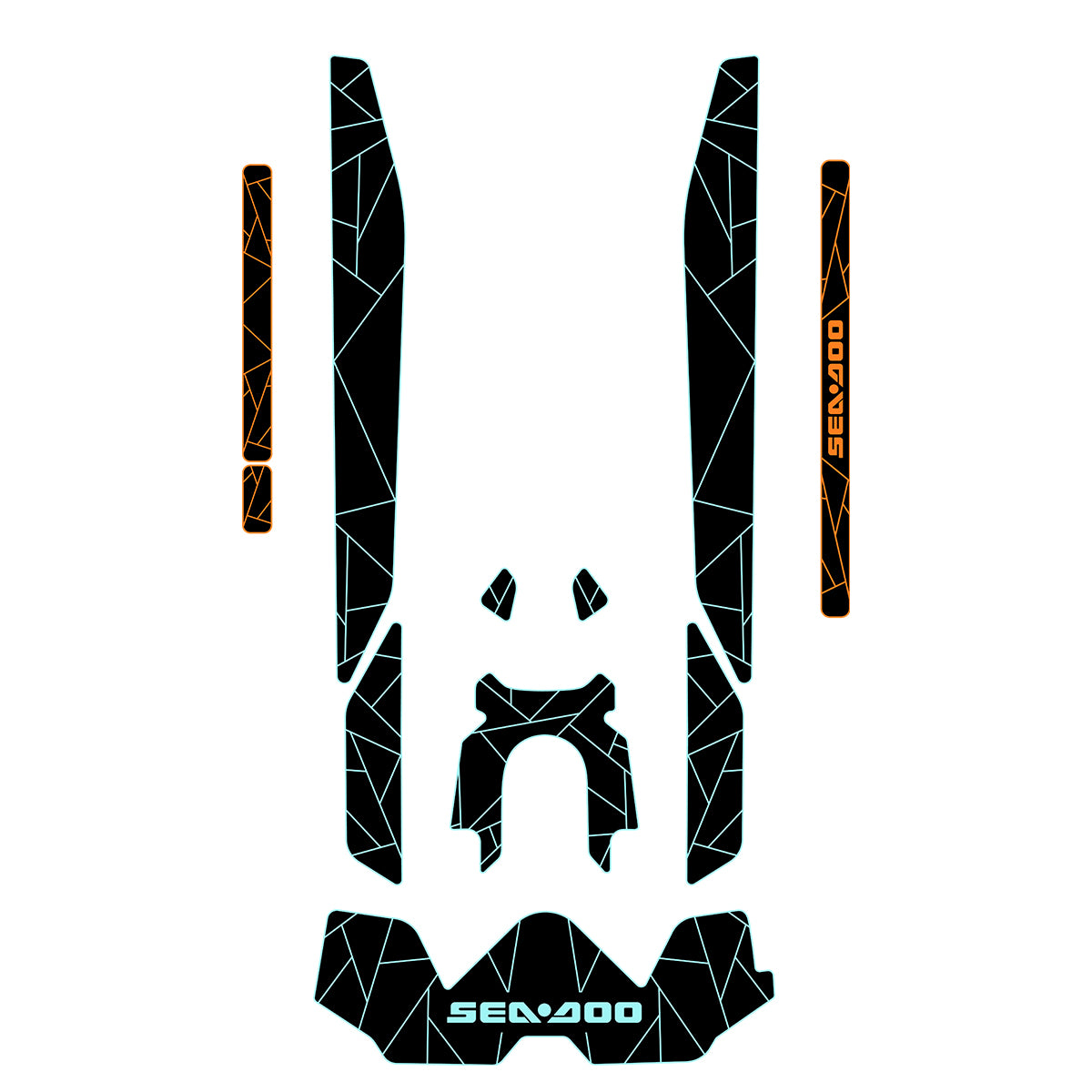 2019-2024 Sea Doo WAKE PRO 230 Customize Jet Ski Mats Hzchione Black Cyan with Gunnel pad