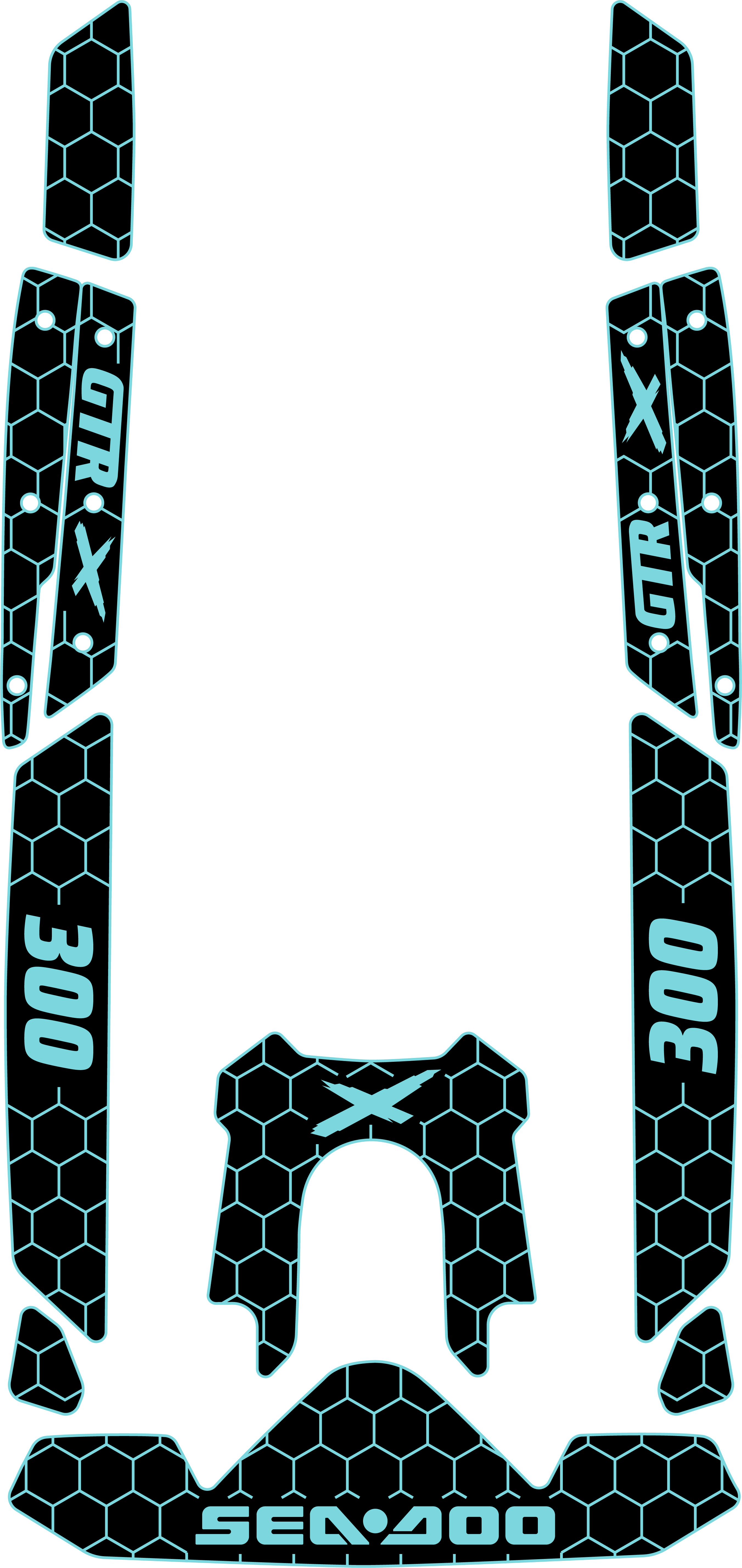 2024-2026 Sea-Doo GTR-X With Footwedge Customize Jet Ski Traction Mat Hzchione Back Cyan