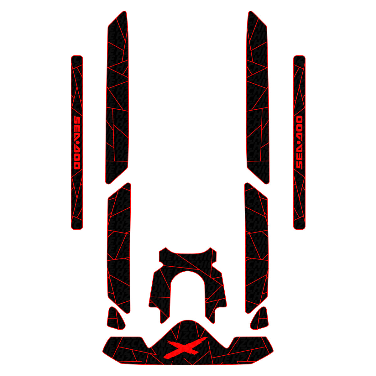 2020-2026 Sea Doo GTR 230/GTR X Customize Jet Ski Mats Non-Slip Motorboat Traction Mat Hzchione Blake Red Set Yes
