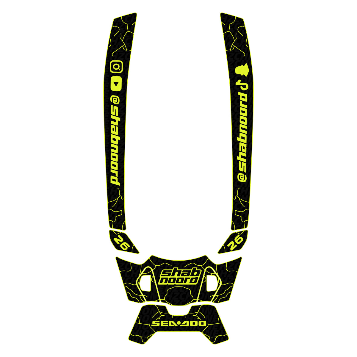 2024-2026 Sea Doo SPARK TRIXX 3 UP Customize Jet Ski Mats Non-Slip Motorboat Traction Mat Hzchione Black Neon Yellow