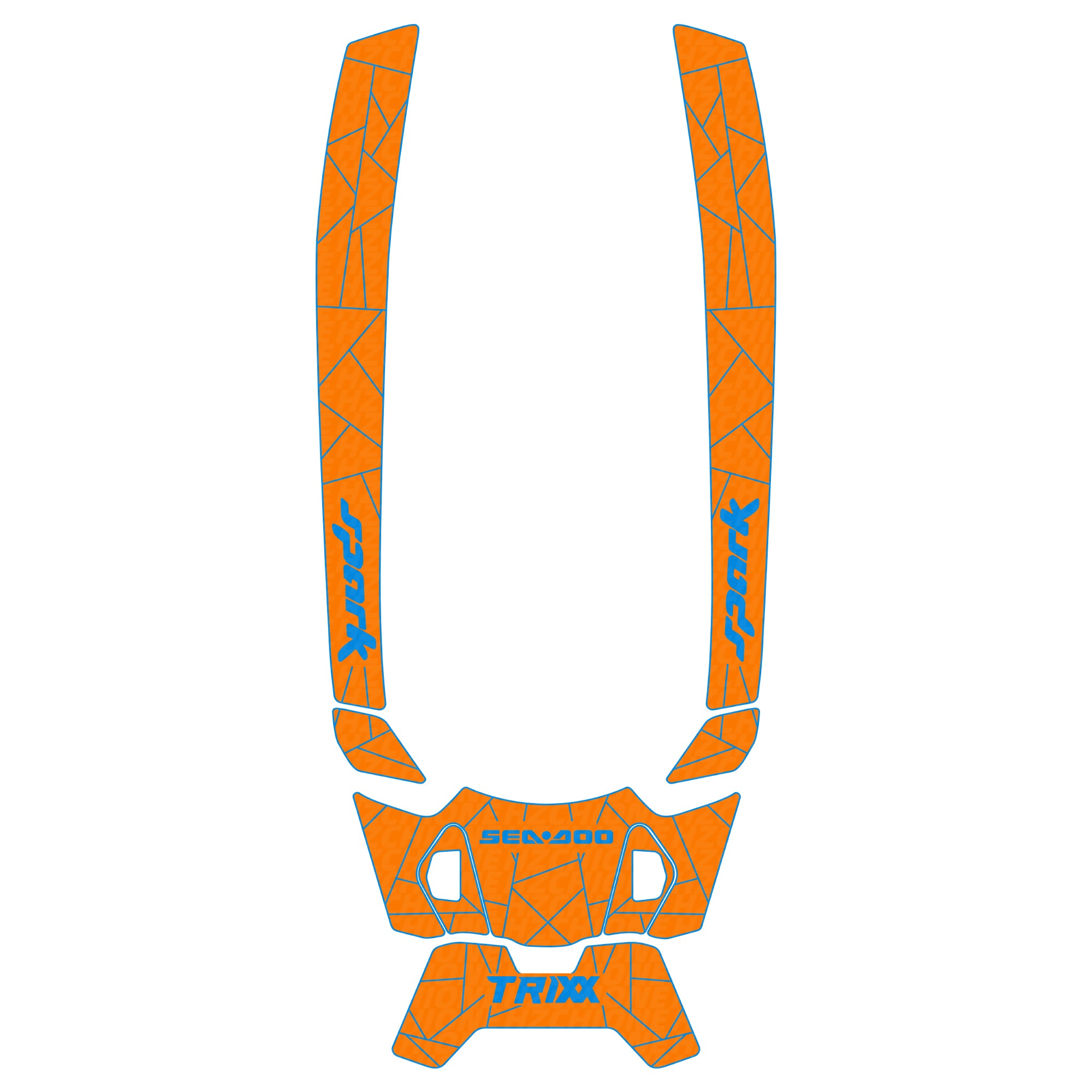 2024-2026 Sea Doo SPARK TRIXX 3 UP Customize Jet Ski Mats Non-Slip Motorboat Traction Mat Hzchione Orange Blue