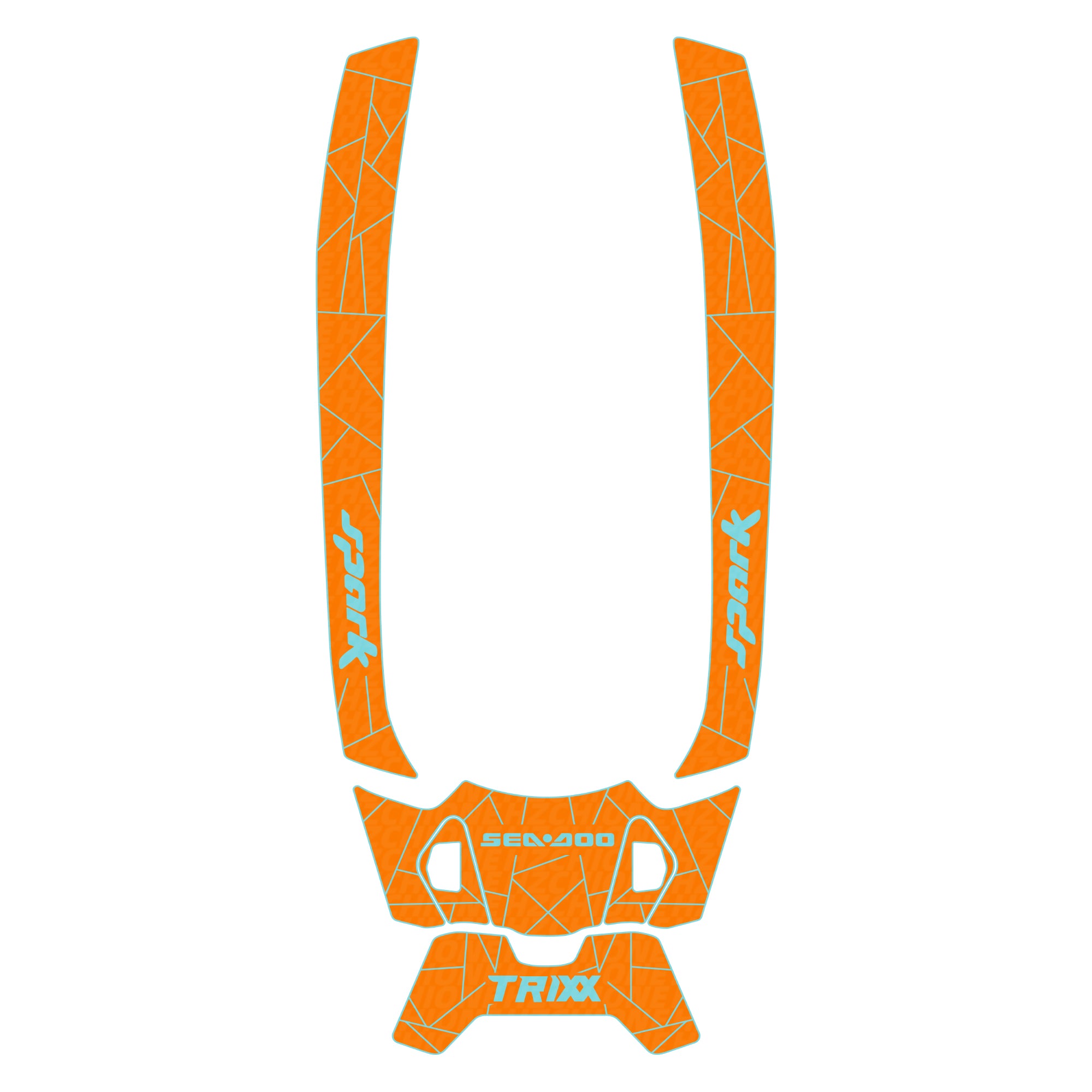 2024-2026 Sea Doo SPARK TRIXX 3 UP Customize Jet Ski Mats Non-Slip Motorboat Traction Mat Hzchione Orange Cyan