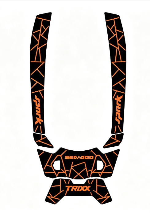 2024-2026 Sea Doo SPARK TRIXX 3 UP Customize Jet Ski Mats Non-Slip Motorboat Traction Mat Hzchione Black Orange-