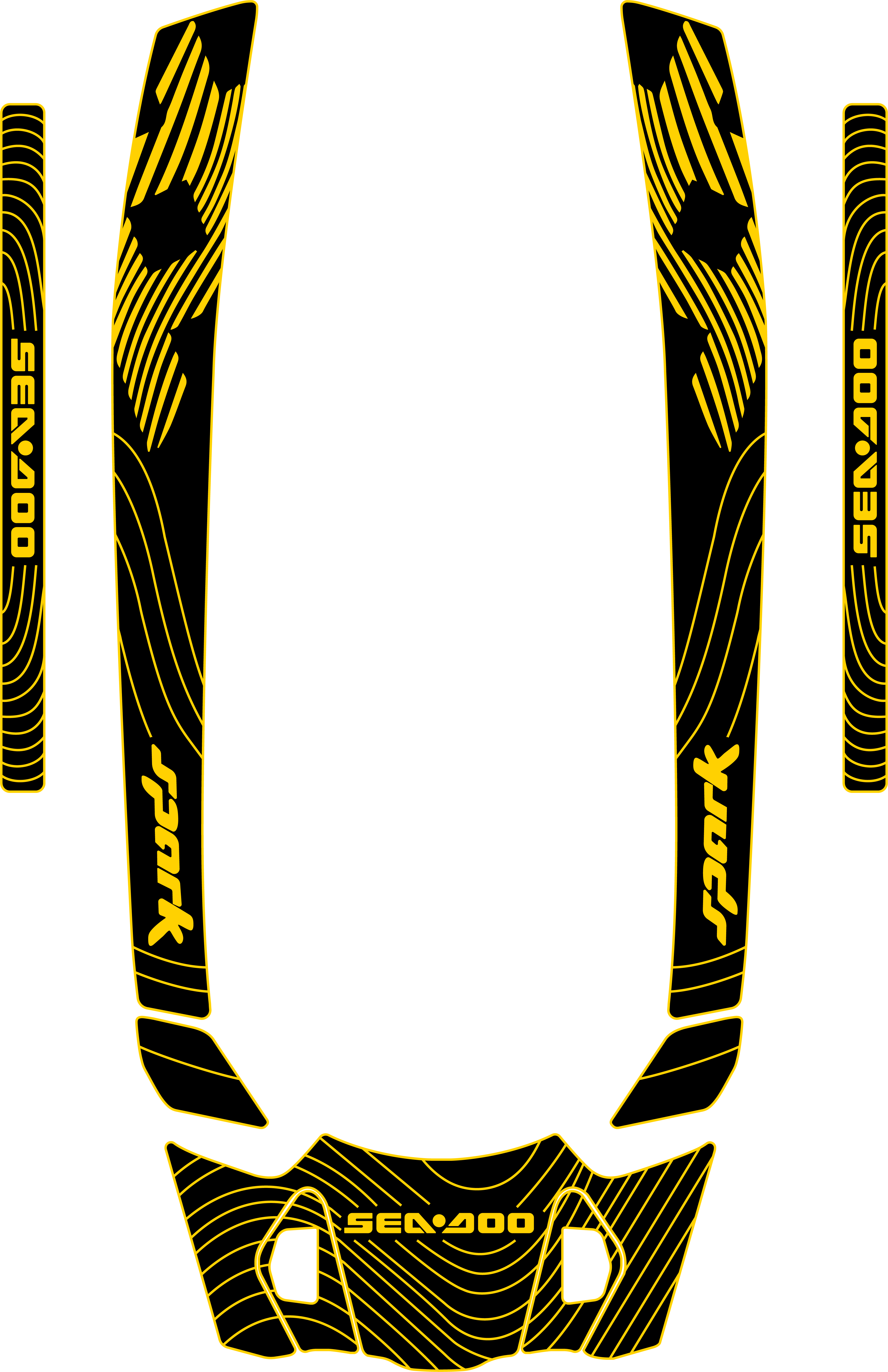 2024 Sea Doo SPARK TRIXX 1 & 2 UP Customize Jet Ski Mats Non-Slip Motorboat Traction Mat Hzchione Black Yellow Set