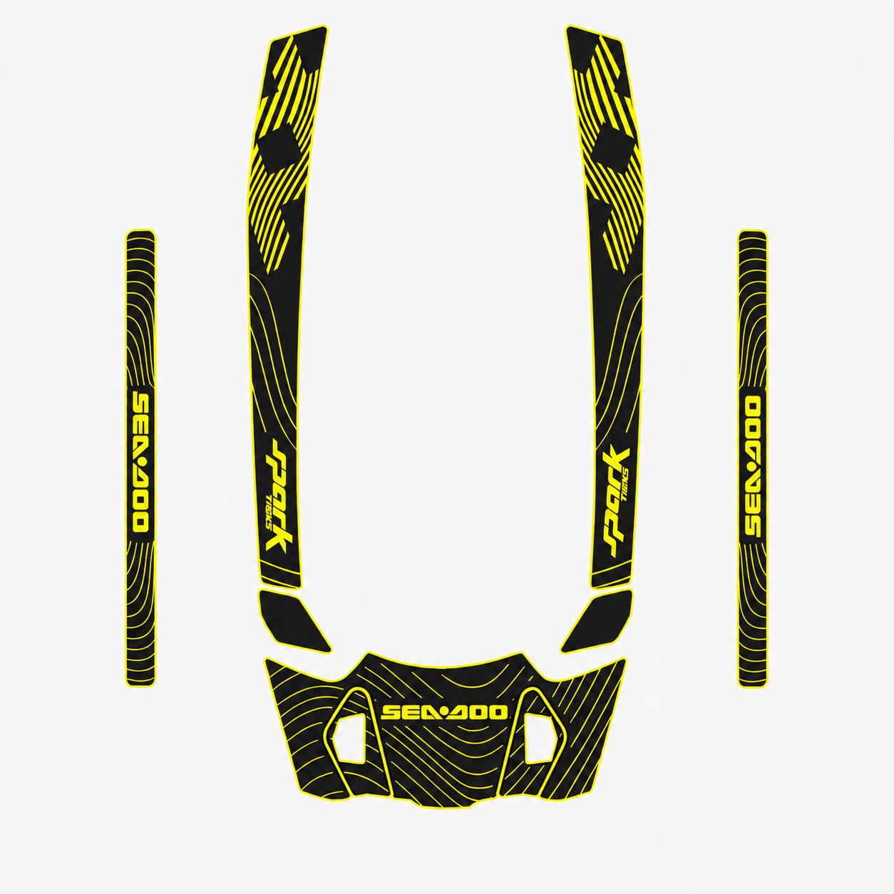 2024 Sea Doo SPARK TRIXX 1 & 2 UP Customize Jet Ski Mats Non-Slip Motorboat Traction Mat Hzchione Black Neon Yellow Set