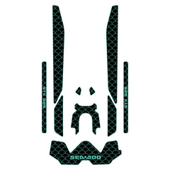 2025 Sea Doo GTX Customize Jet Ski Mats Hzchione Black Turquoise Blue-Fish Scale