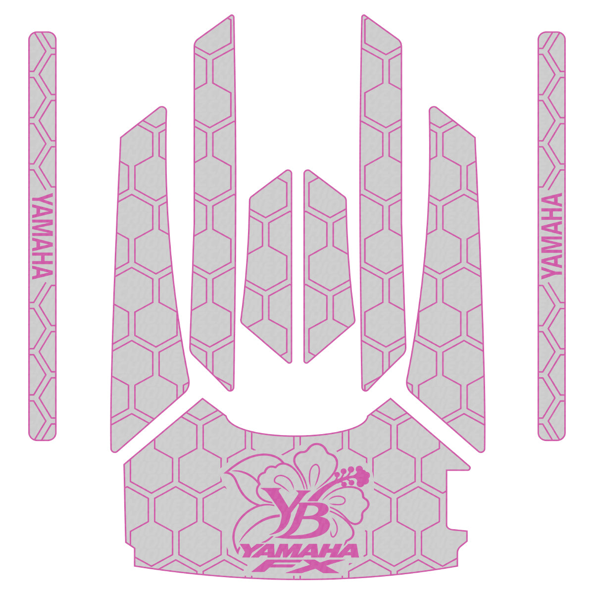 2025 Yamaha FX SVHO EVA Foam Boat Flooring Jet Ski Traction Mats Hzchione Light Gary Pink Set