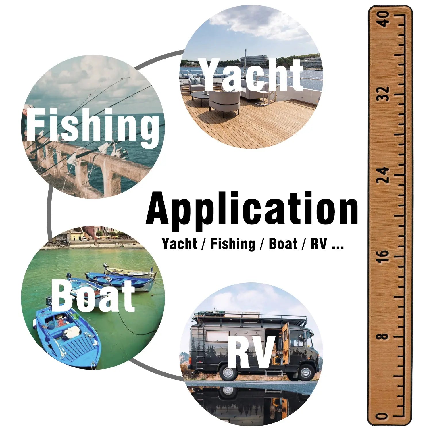 Skipper Fish Ruler 40” Fish Ruler Fishing Measurement Tool Eva Foam Boat Flooring For Fis ...