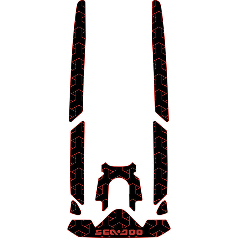 2022-2025 Sea-Doo FISH PRO SCOUT Customize Jet Ski Mats Non-Slip Motorboat Traction Mat Hzchione Black Red-Herringbone Yes
