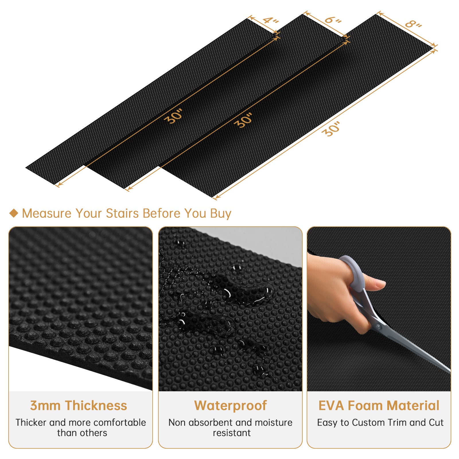Outdoor EVA Foam Stair Treads, Non-Slip Waterproof Step Pads Hzchione