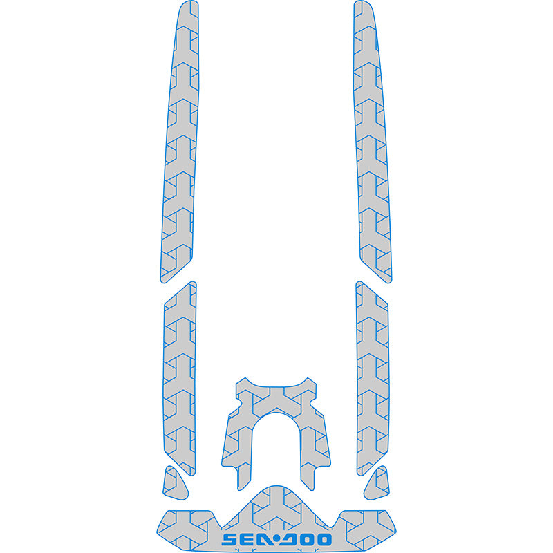 2022-2025 Sea-Doo FISH PRO SCOUT Customize Jet Ski Mats Non-Slip Motorboat Traction Mat Hzchione Light Gray Blue-Herringbone Yes