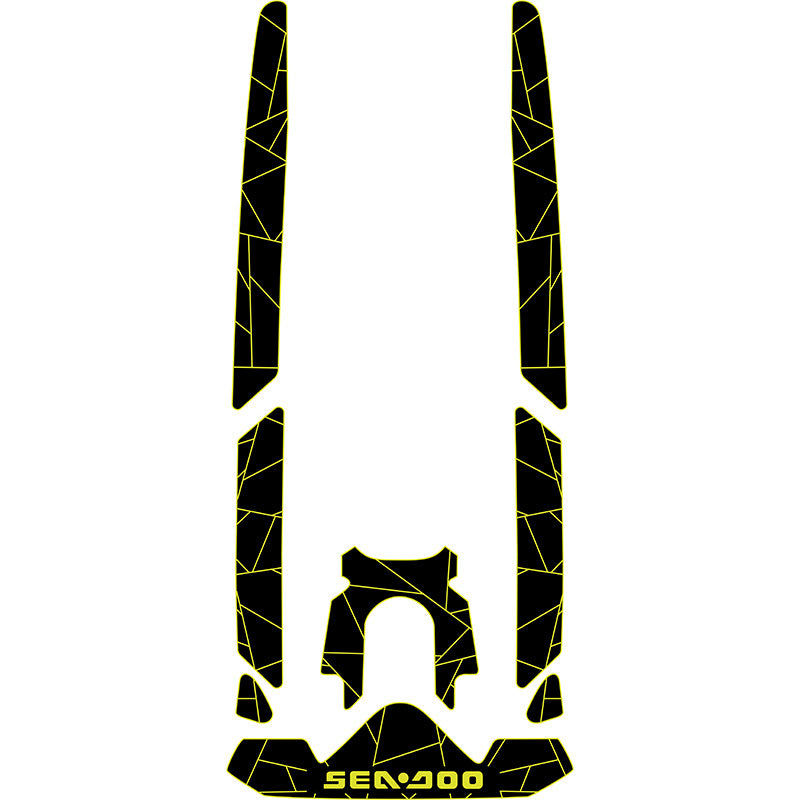 2022-2025 Sea-Doo FISH PRO SCOUT Customize Jet Ski Mats Non-Slip Motorboat Traction Mat Hzchione Black Neon Yellow-Irregular Line Yes