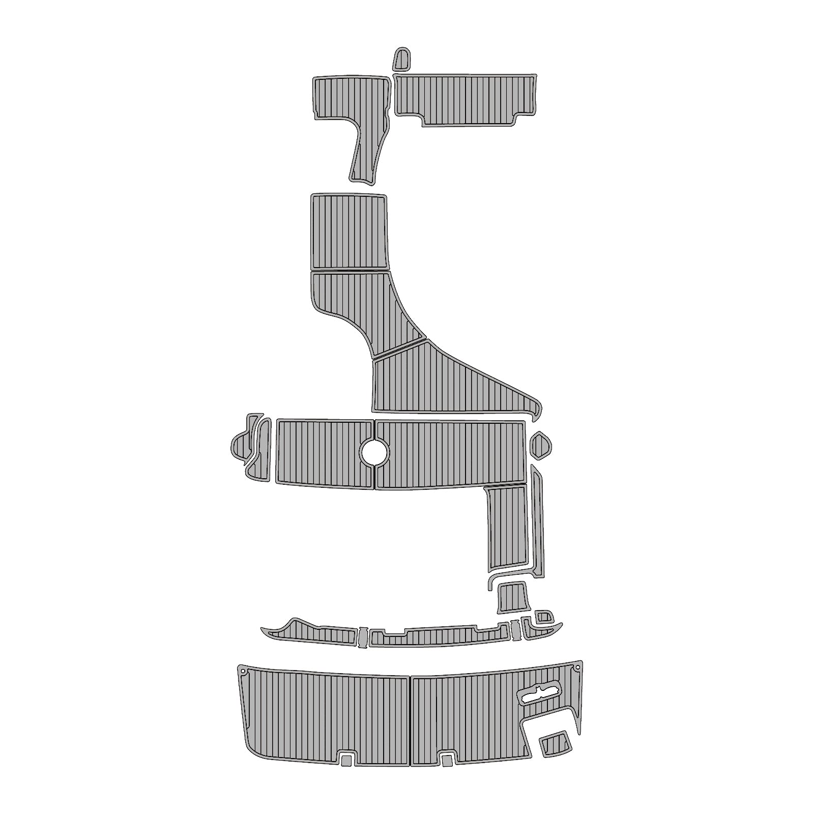 2003-2004 Rinker 342 Swim Platform Cockpit Pad Teak Decking Hzchione Light Gray Black