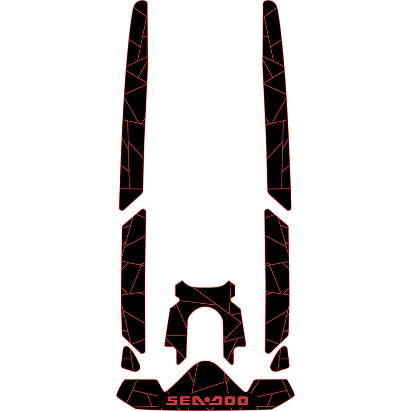 2022-2025 Sea-Doo FISH PRO SCOUT Customize Jet Ski Mats Non-Slip Motorboat Traction Mat Hzchione Black Red-Irregular Line Yes