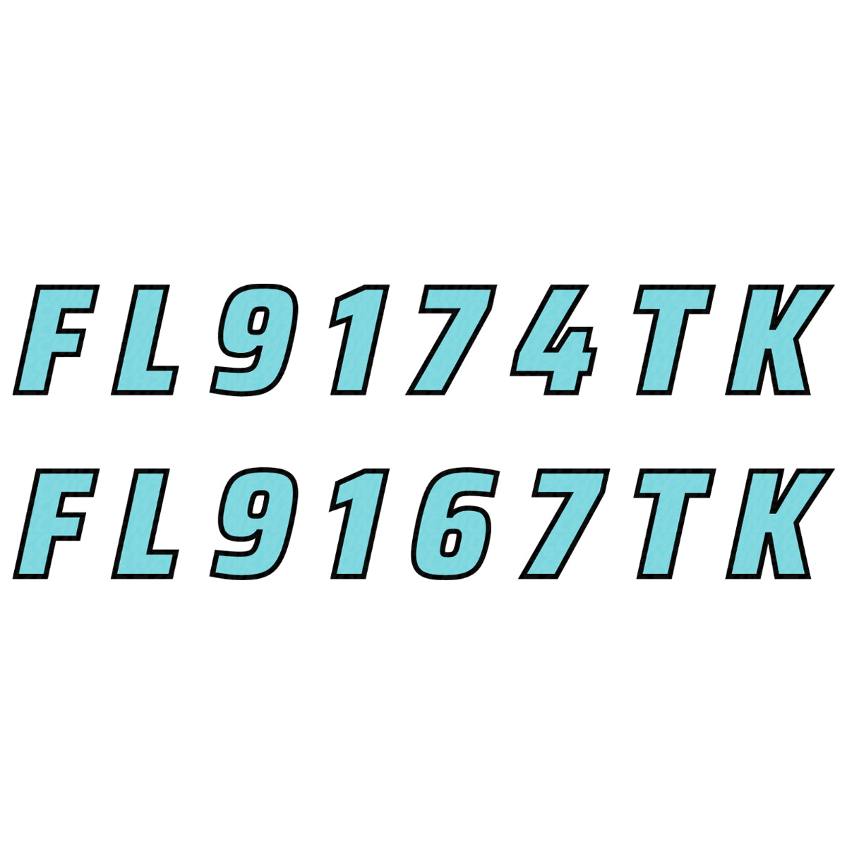 EVA Foam Jetski Registration Number Sticker Two Piece Hzchione Cyan Black