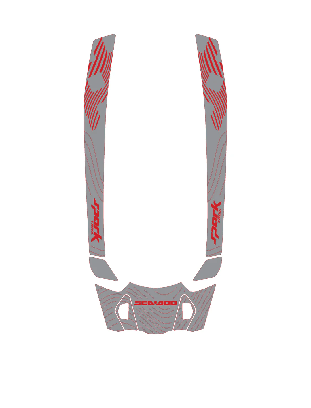 2024 Sea Doo SPARK TRIXX 1 & 2 UP Customize Jet Ski Mats Non-Slip Motorboat Traction Mat Hzchione Light Gray Red