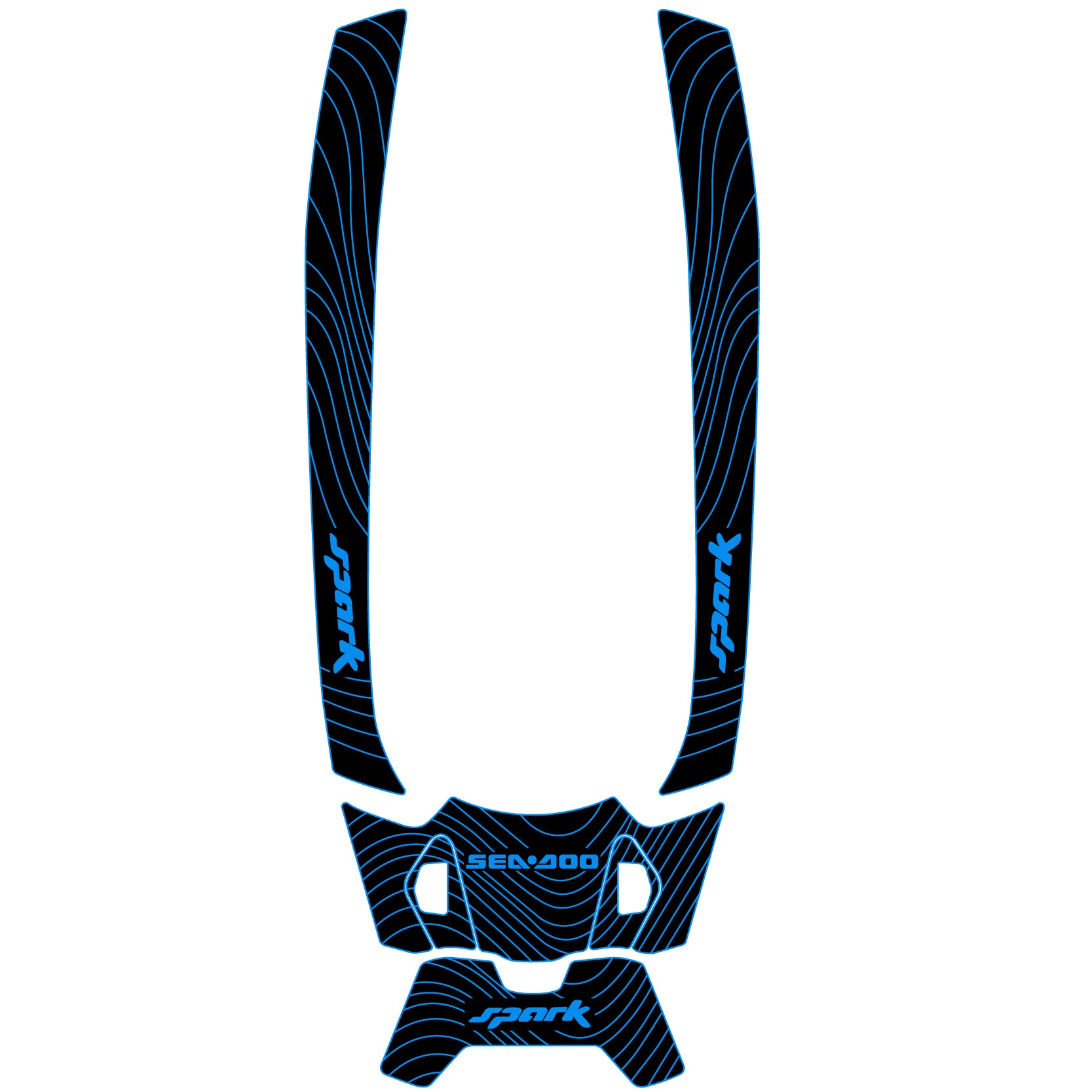 2024-2025 Sea Doo SPARK TRIXX 3 UP Customize Jet Ski Mats Non-Slip Motorboat Traction Mat Hzchione Black Blue