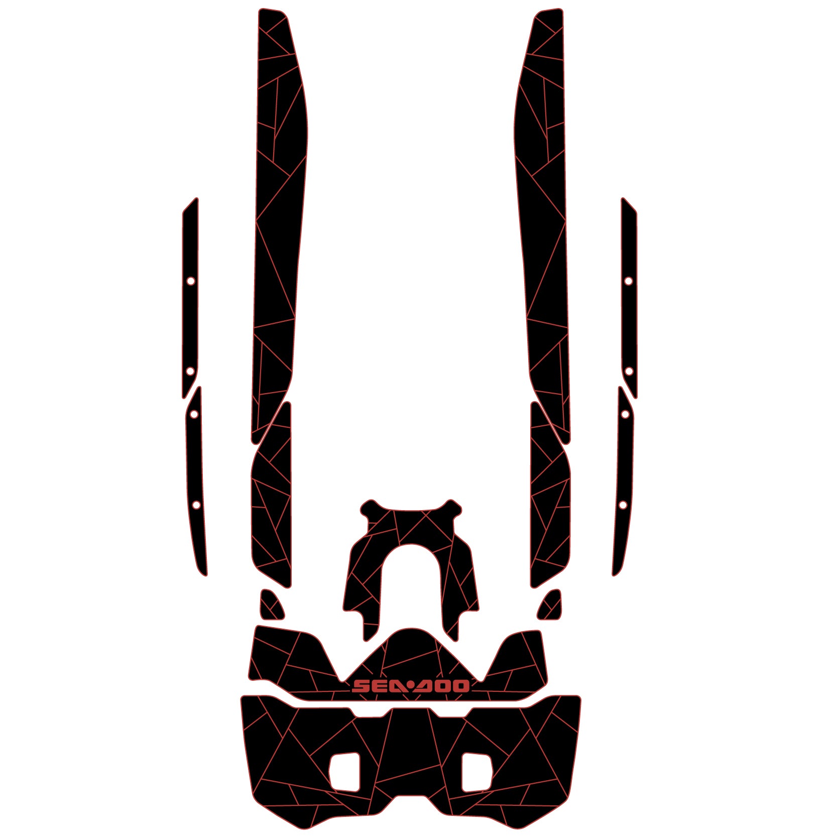 2025 Sea Doo Fish Pro Trophy Customize Jet Ski Mats Foam Boat Decking Kits Hzchione Black Red-Irregular Line