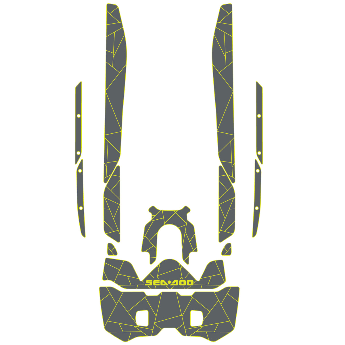 2025 Sea Doo Fish Pro Trophy Customize Jet Ski Mats Foam Boat Decking Kits Hzchione Dark Gray Neon Yellow-Irregular Line