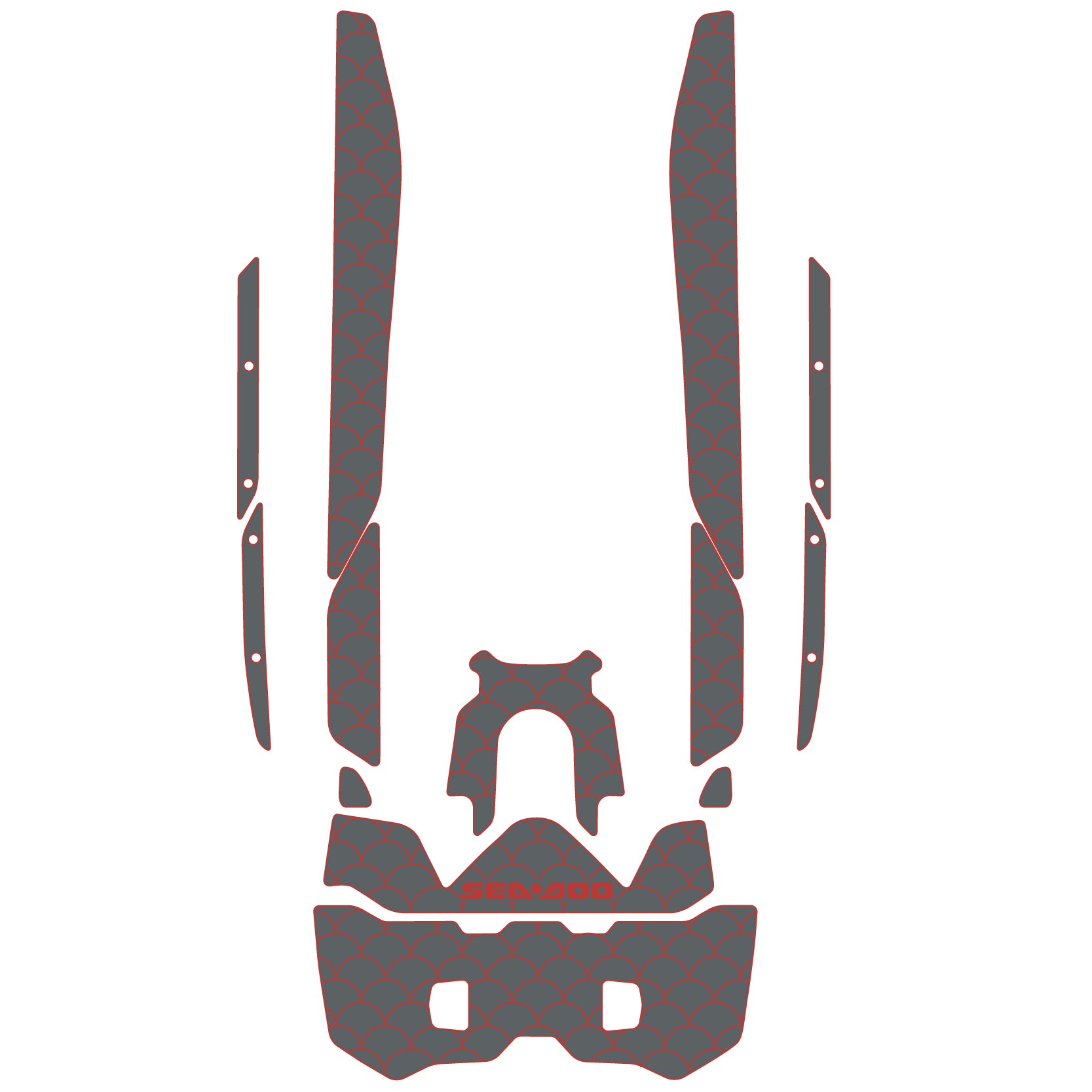 2025 Sea Doo Fish Pro Trophy Customize Jet Ski Mats Foam Boat Decking Kits Hzchione Dark Gray Red-Fish Scale