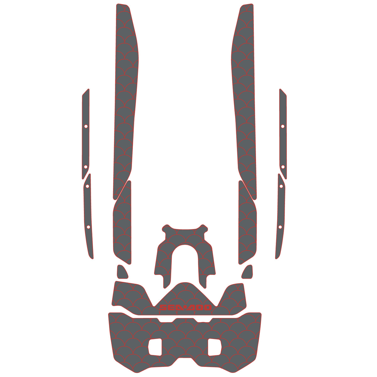 2025 Sea Doo Fish Pro Trophy Customize Jet Ski Mats Foam Boat Decking Kits Hzchione Dark Gray Red-Fish Scale