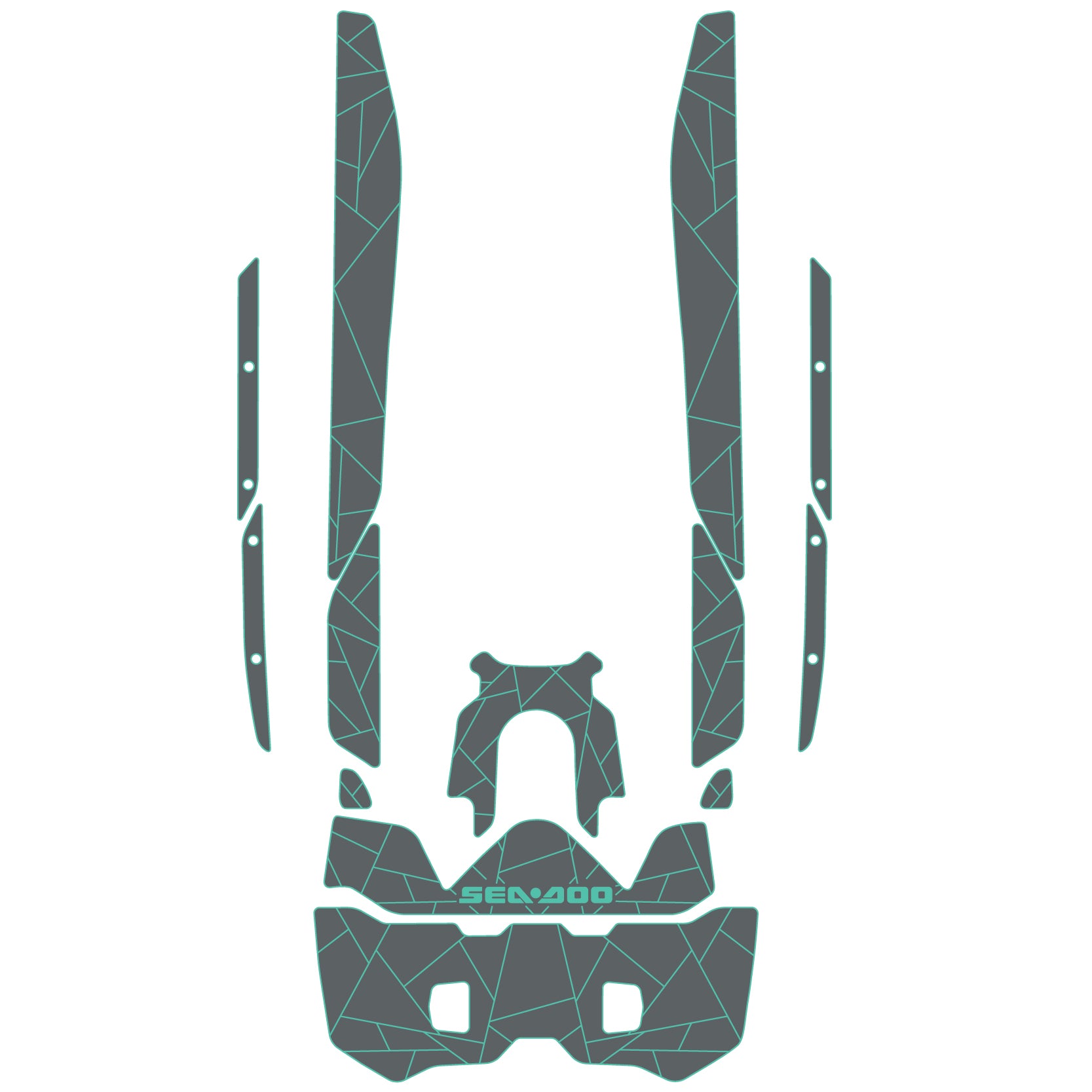 2025 Sea Doo Fish Pro Trophy Customize Jet Ski Mats Foam Boat Decking Kits Hzchione Dark Gray Turquoise Blue-Irregular Line