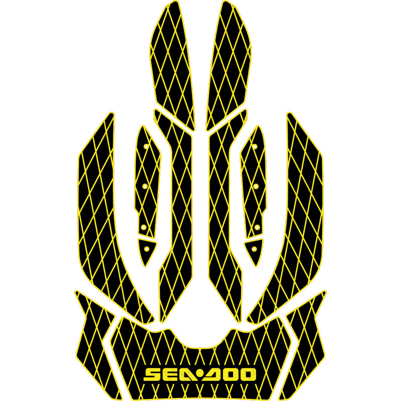 2017-2019 Sea Doo GTR-X 230 Customize Jet Ski Mats Non-Slip Motorboat Traction Mat Hzchione Black Yellow-Diamond
