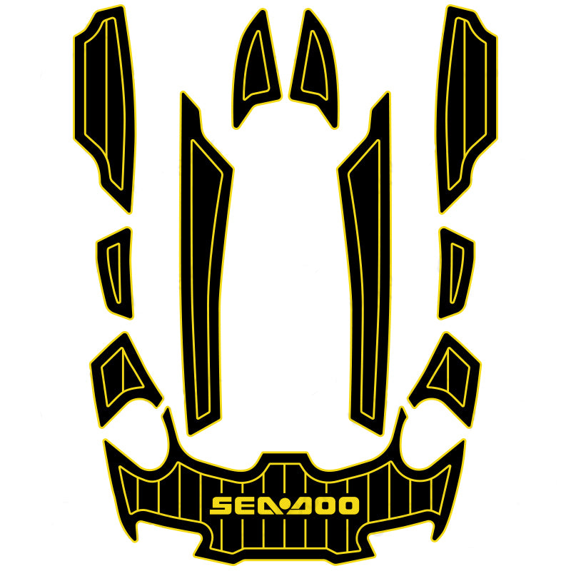 2012-2017 GTXS 155 Customize Jet Ski Mats Non-Slip Motorboat Traction Mat Hzchione Black Yellow-Vertical Line